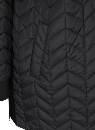 Lang quiltet jakke med knappelukking, Black, Packshot image number 3