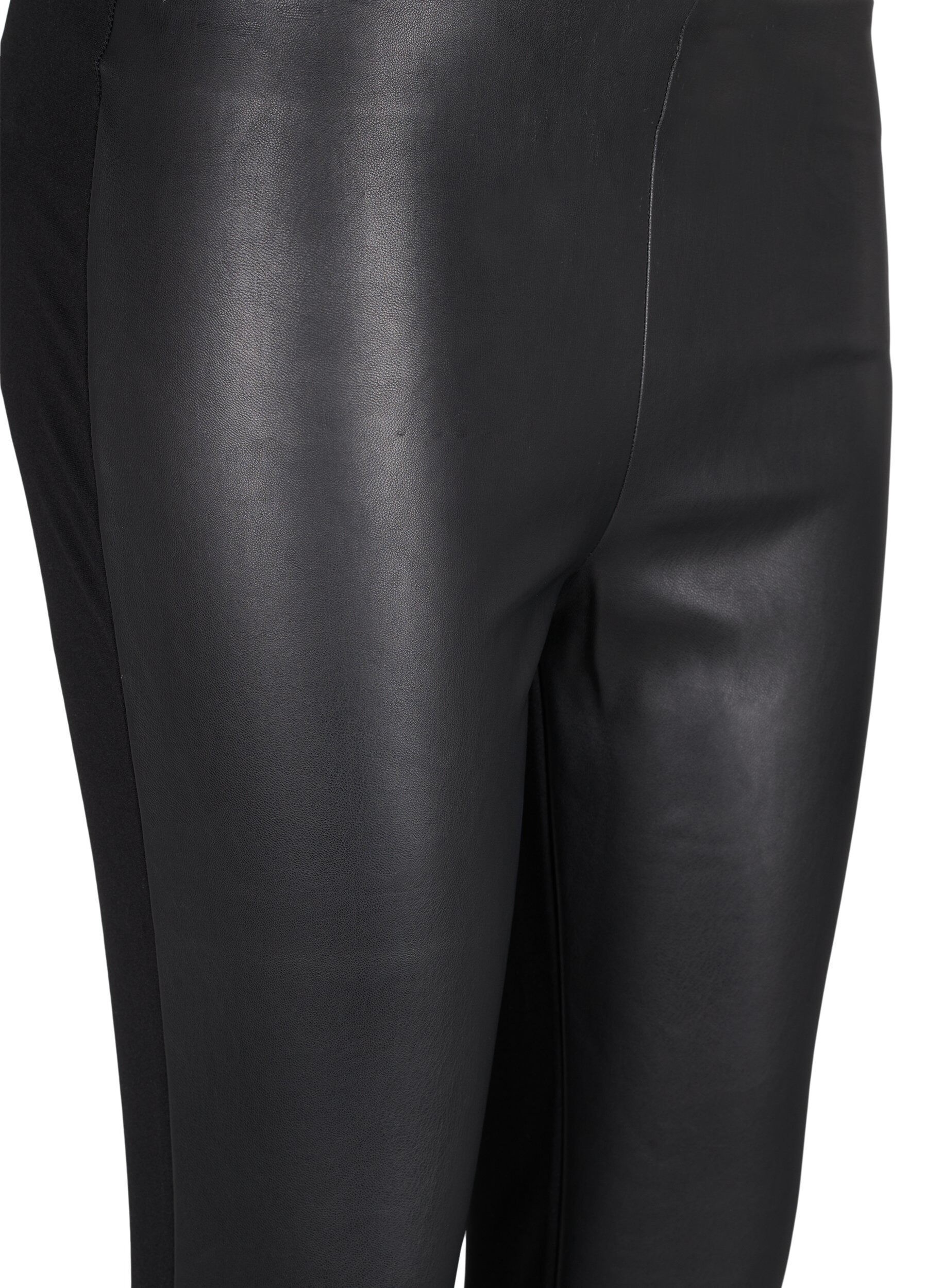 Zizzi Leggings med imitert skinn, Black, Packshot image number 2