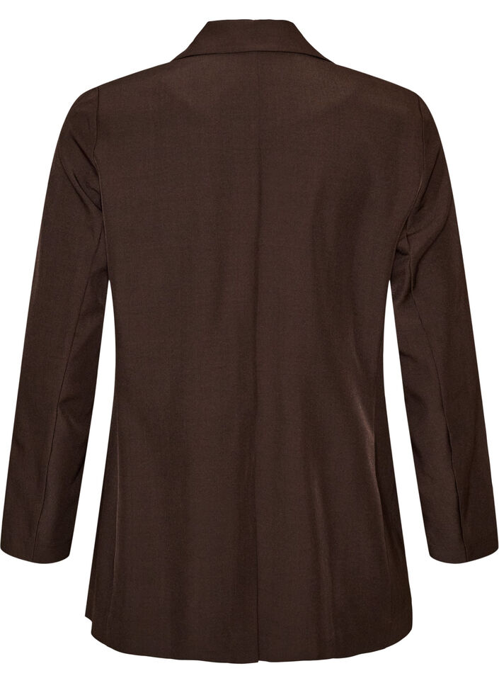 Blazer med lommer og splitter, Brun, Packshot image number 1