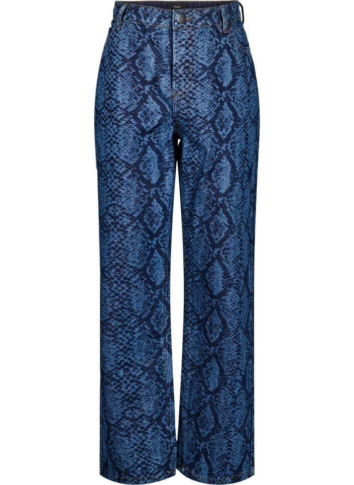 Emily jeans med dyretrykk, Denim Snake AOP, Packshot