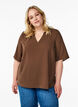 Kortermet bluse med V-hals, Brun, Model image number 0