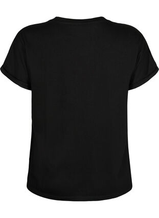 Løs T-skjorte med broderi anglaise, Black, Packshot image number 1