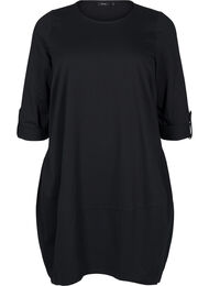 Bomullskjole med ballongpassform, Black