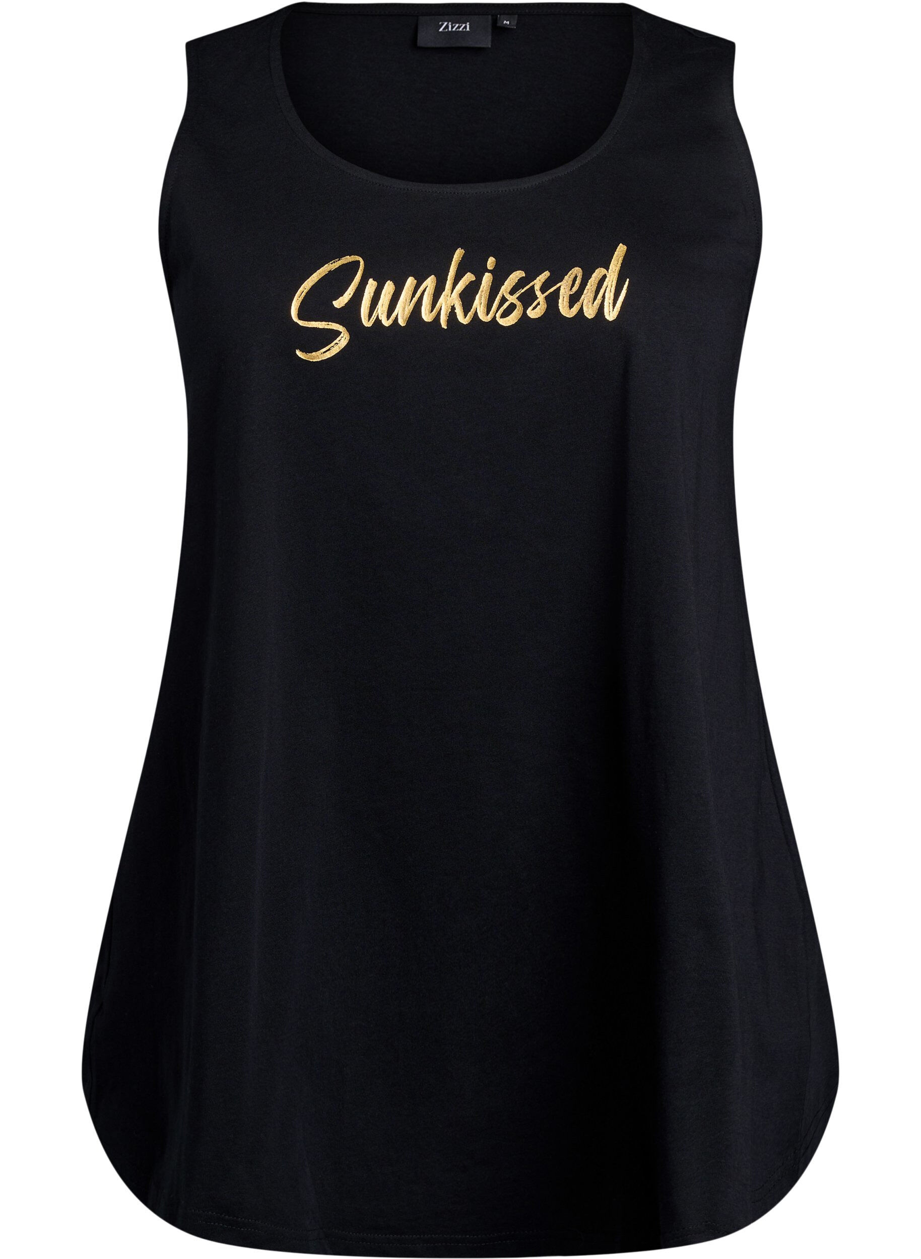 Zizzi Bomullstopp med A-form, Svart, Packshot image number 0