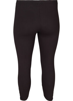 Zizzi Basis 3/4 leggings med rynkedetaljer, Svart, Packshot image number 1