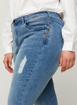 Super slim Amy jeans med splitt, Blue denim, Model image number 2