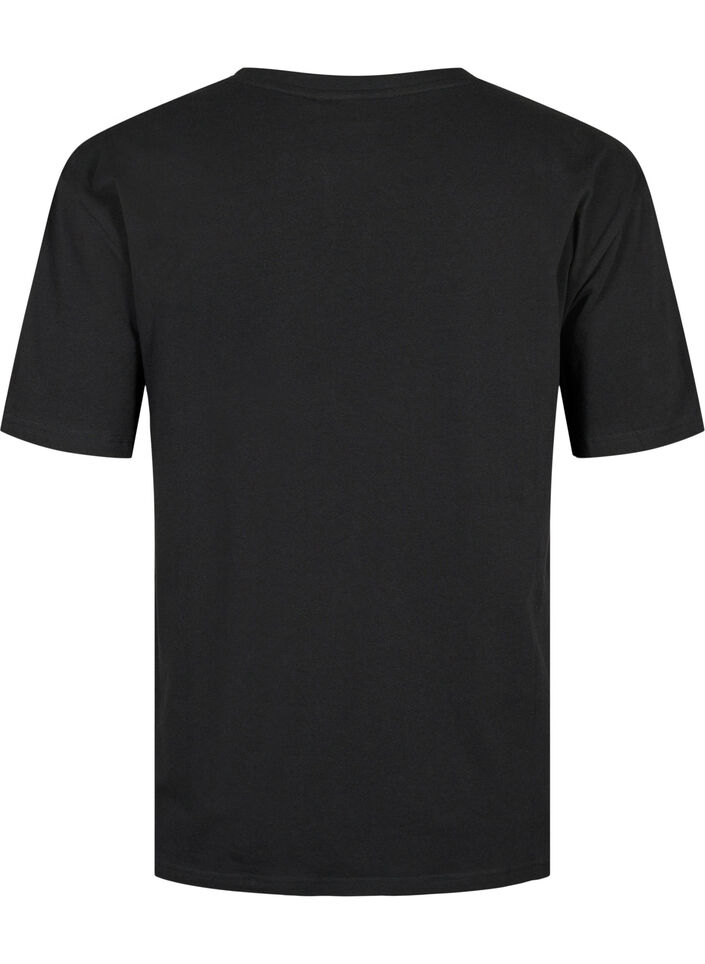 T-skjorte i økologisk bomull med similisteiner, Black, Packshot image number 1