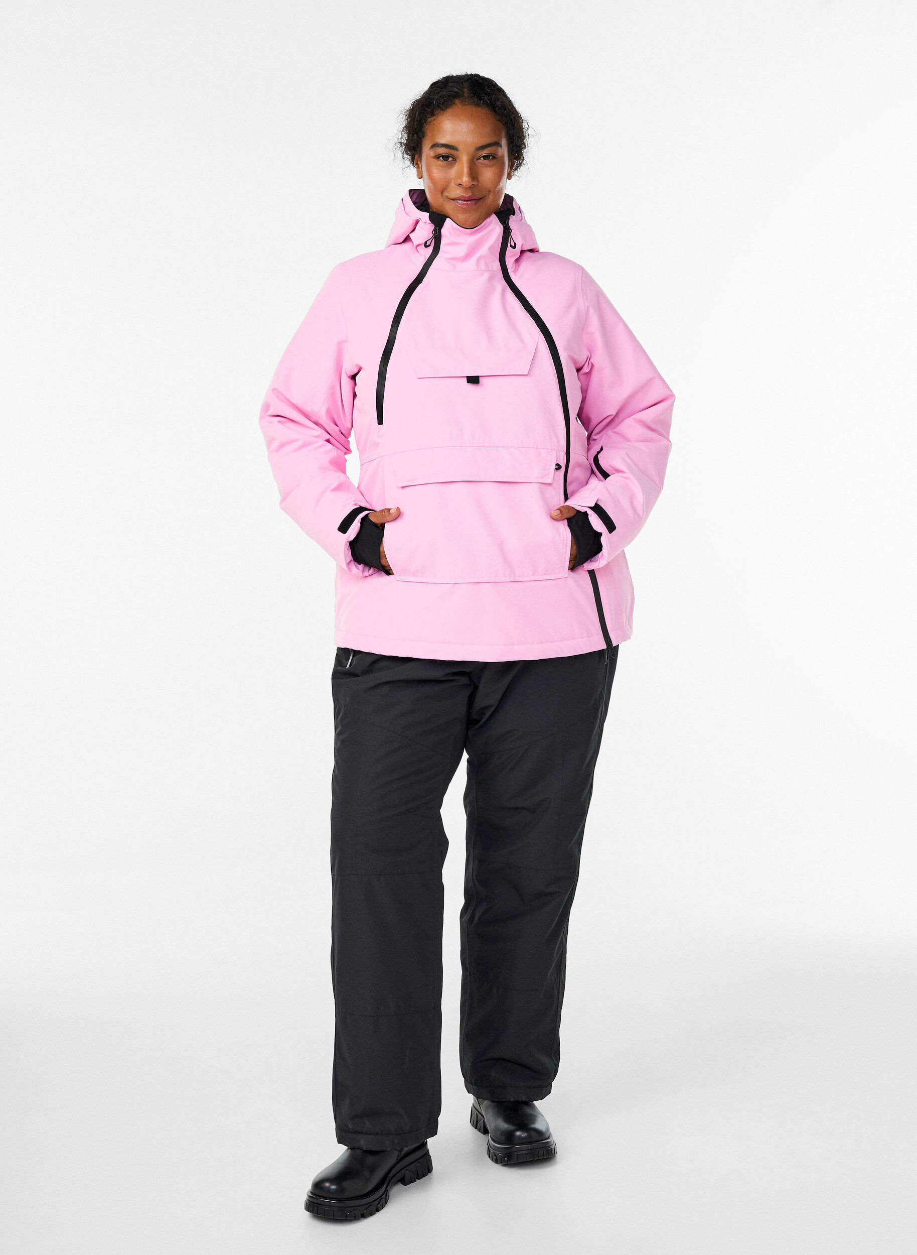 Zizzi Funksjonell skianorakk med hette, Rosa, Model image number 1