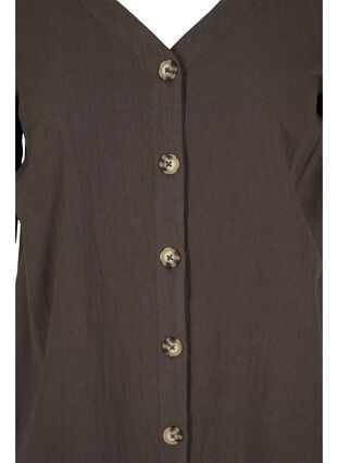 Kortermet bomullskjole med knapper, Khaki Green, Packshot image number 2