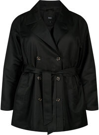 Kort trenchcoat med belte, Svart Kort trenchcoat med belte