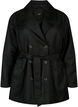 Kort trenchcoat med belte, Svart, Packshot image number 0