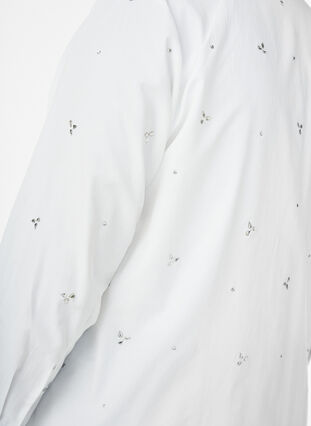 Zizzi Skjorte med rhinesteiner, Hvit, Model image number 3