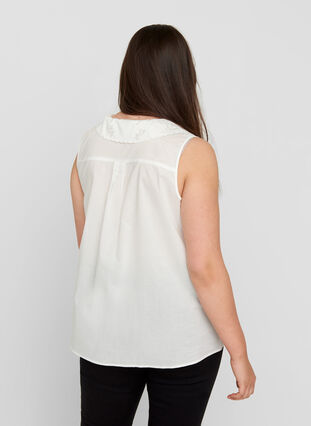 Skjorte i bomull uten ermer, Bright White, Model image number 1