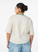 Boxy T-skjorte med striper og statement-trykk, Vanilje, Model image number 2