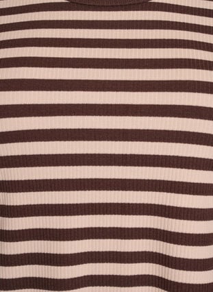 Zizzi Stripete bluse med lange ermer, Chocolate M. Stripe, Packshot image number 2