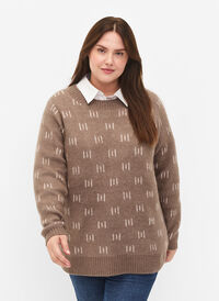 Mønstret genser, Walnut Mel. Comb, Model