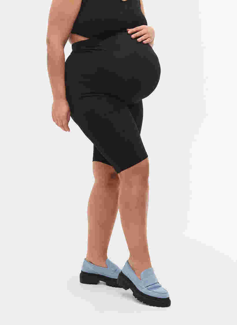 Tettsittende gravidshorts i bomull, Black, Model image number 1