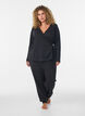 Jersey-wrap bluse med knytebelte, Svart, Model image number 1