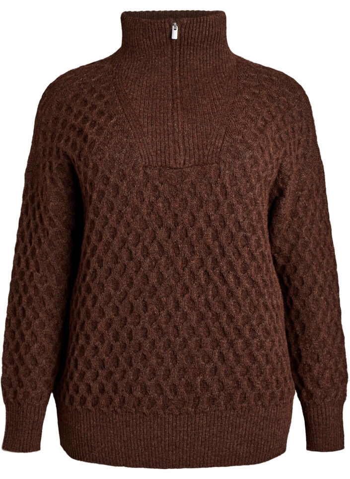 Genser med høy hals og tekstur, Bracken Melange, Packshot