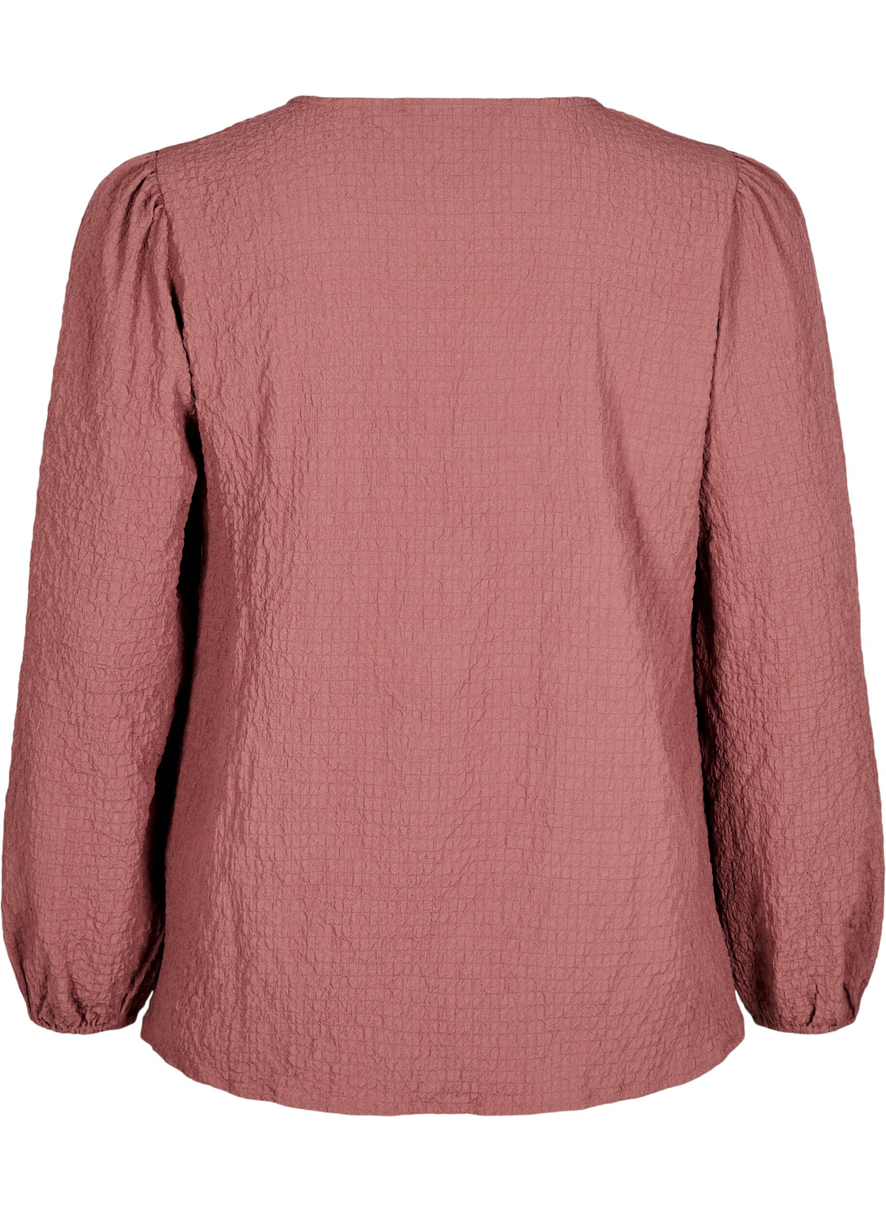 Zizzi FLASH - Langermet bluse med rund hals, Rose Brown, Packshot image number 1