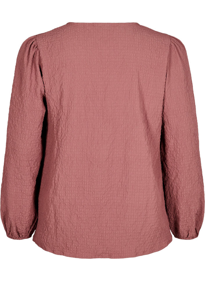 FLASH - Langermet bluse med rund hals, Rose Brown, Packshot image number 1