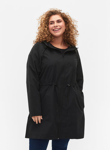 FLASH - Vannavvisende parkas med hette, Black, Model image number 0