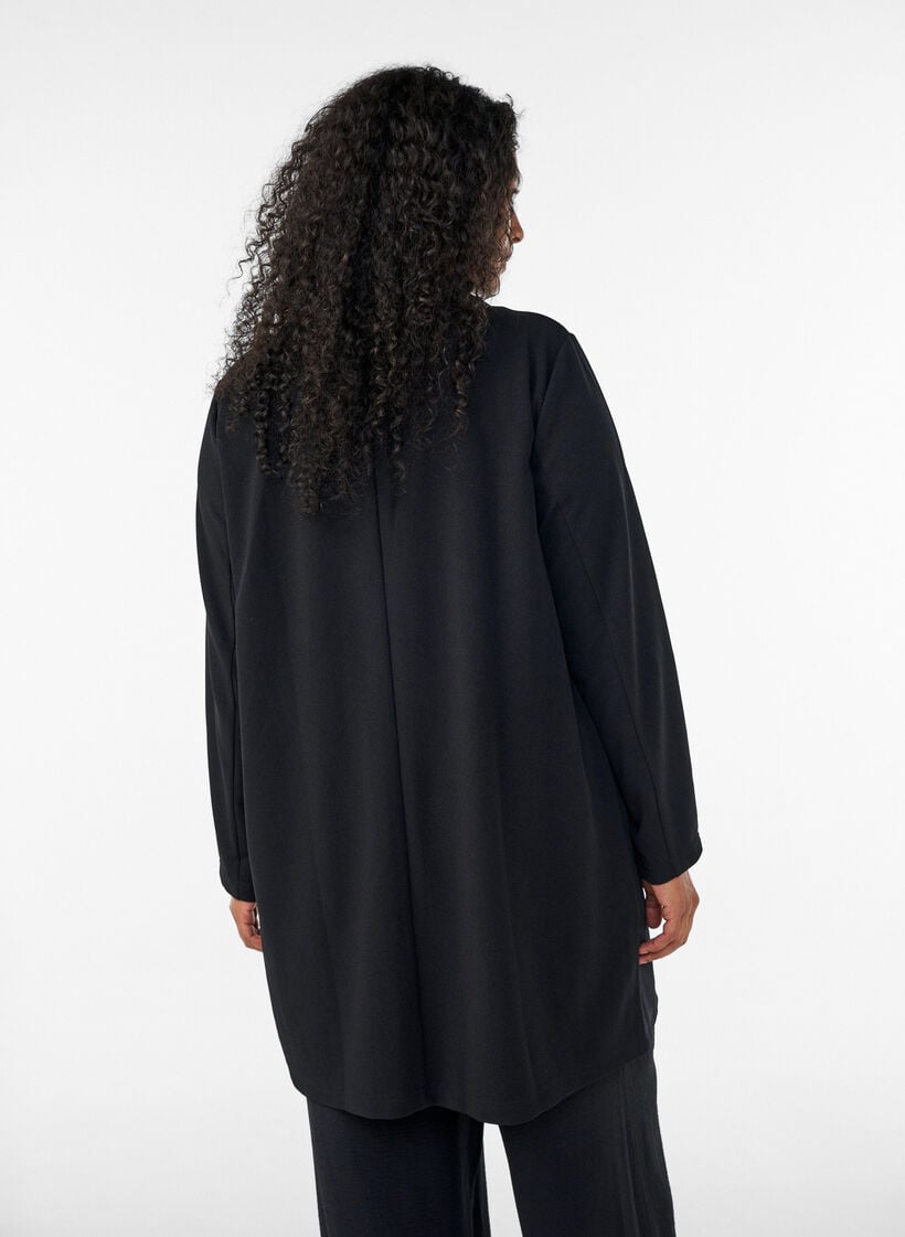 Lang blazer med lommer, Svart, Model image number 2