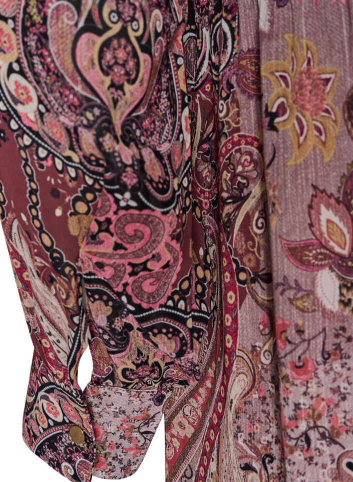 Midikjole med paisley-trykk og elastisk midje, Lilla, Packshot image number 3