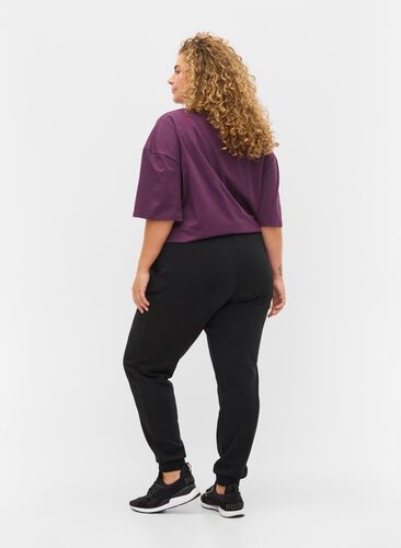 Joggebukser med knyting og lommer, Black, Model image number 1
