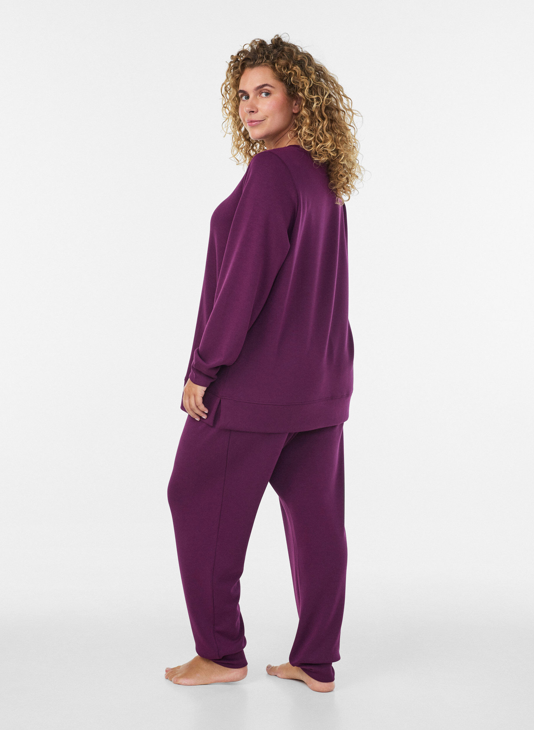 ZizziLangermet jersebluse med rund hals, Lilla, Model image number 2