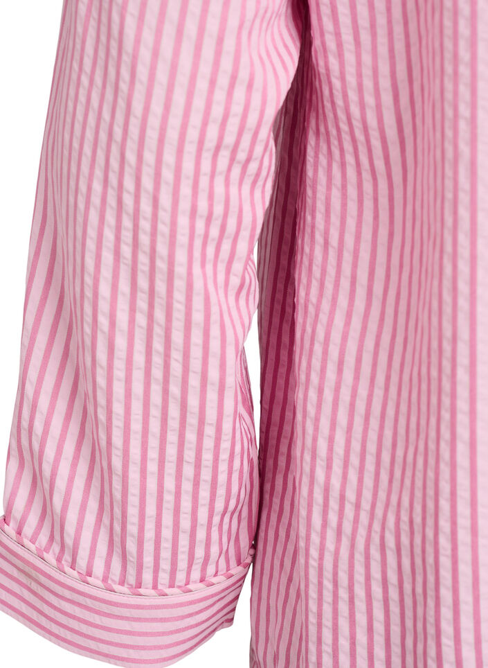 Seersucker pyjamas-skjorte med lange ermer, Rosa, Packshot image number 3