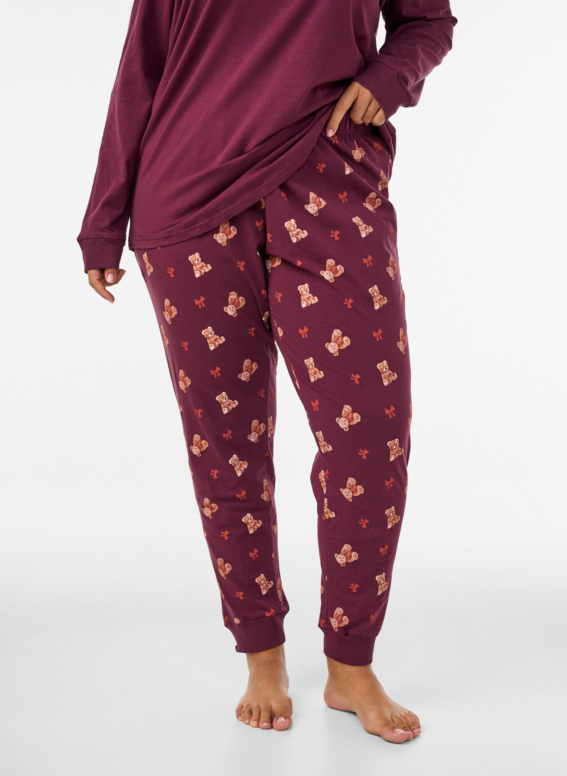 Pyjamasbukser med trykk, R&oslash;d, Model