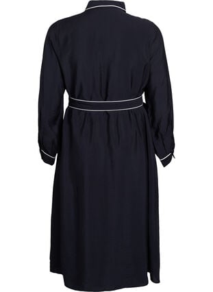 Zizzi Midiskjortekjole med kontrastkanter, Svart, Packshot image number 1