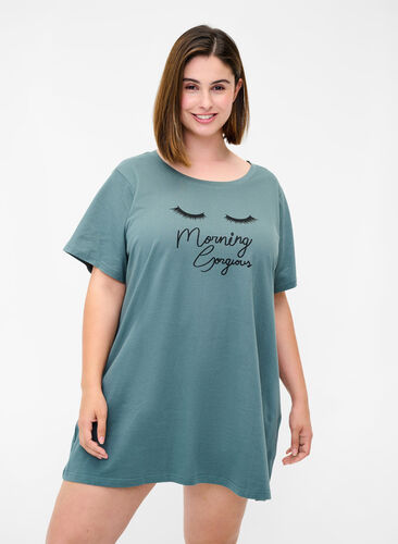 Oversized T-skjorte i økologisk bomull, Balsam Green, Model image number 0