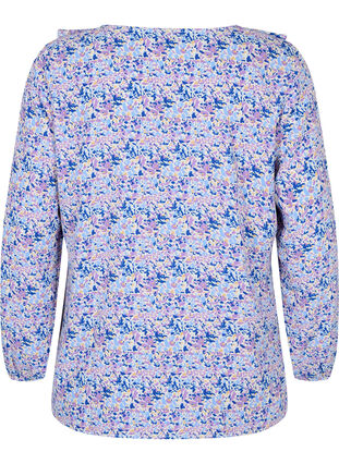 Mønstret bluse med volanger, Purple Ditzy Flower, Packshot image number 1