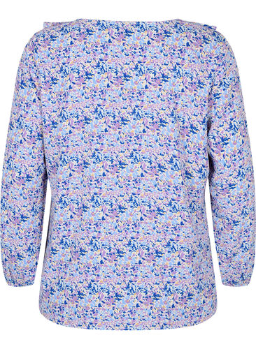 Mønstret bluse med volanger, Purple Ditzy Flower, Packshot image number 1
