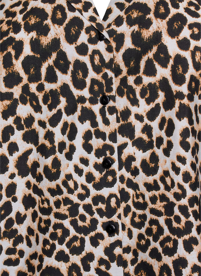 Skjorte bluse med print og V-hals, Brun, Packshot image number 2