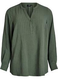 FLASH - Skjortebluse med nålestriper, Thyme Stripe