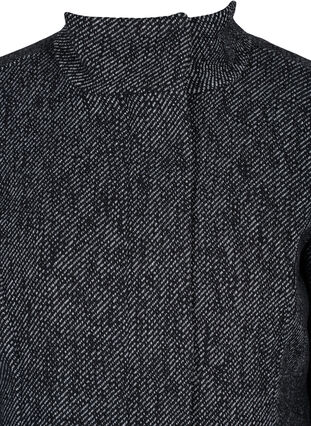 Ullkåpe med høy hals og lommer, Black solid, Packshot image number 2