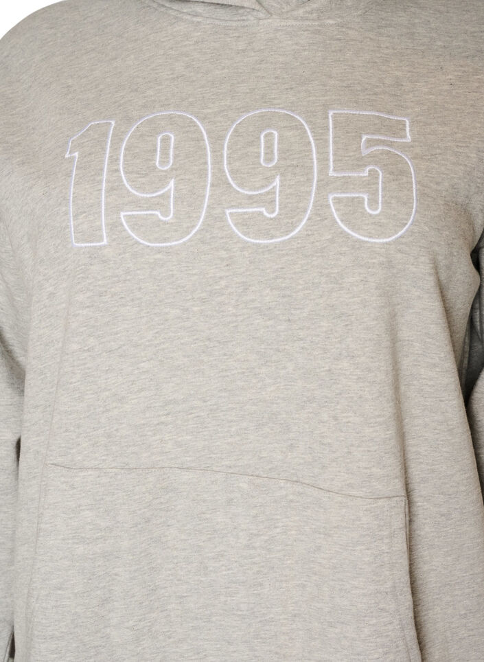 Hettegenser med brodert motiv, Gr&aring;, Packshot image number 2