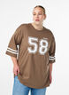 Oversized college T-skjorte med 3/4 ermer, Brun, Model image number 0