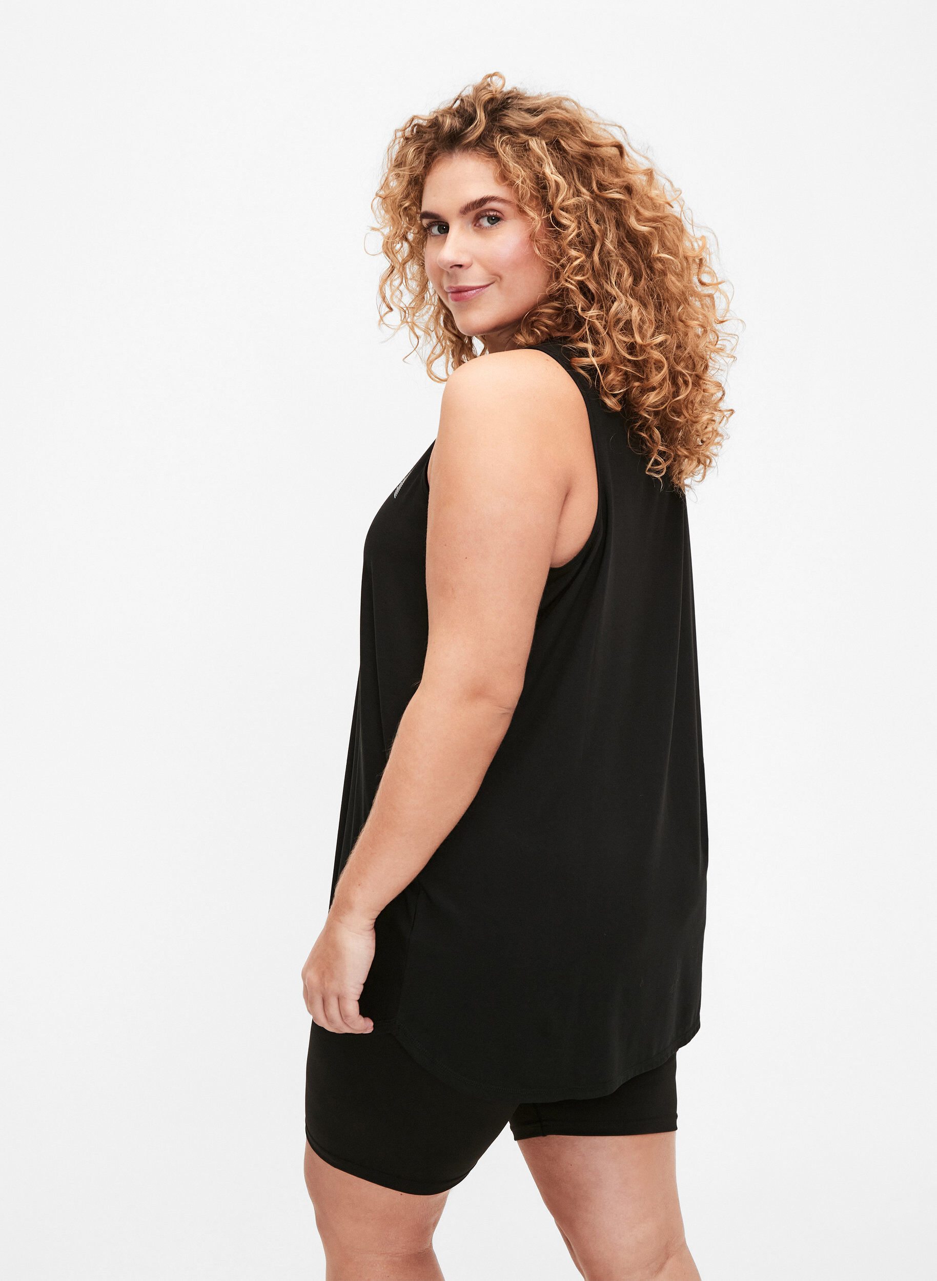 Zizzi Treningsoverdel med v-hals, Black, Model image number 1