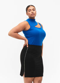 Tettsittende skjørt med glidelås i siden, Black, Model