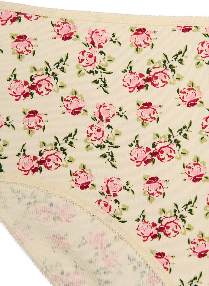 5-pakning ribbede bomullstruser, Vanilje, Packshot image number 3