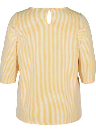 Stripete bluse med 3/4-ermer, Mimosa, Packshot image number 1