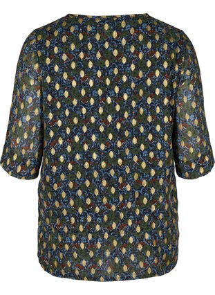 Mønstrete bluse med 3/4-ermer, Flower AOP, Packshot image number 1
