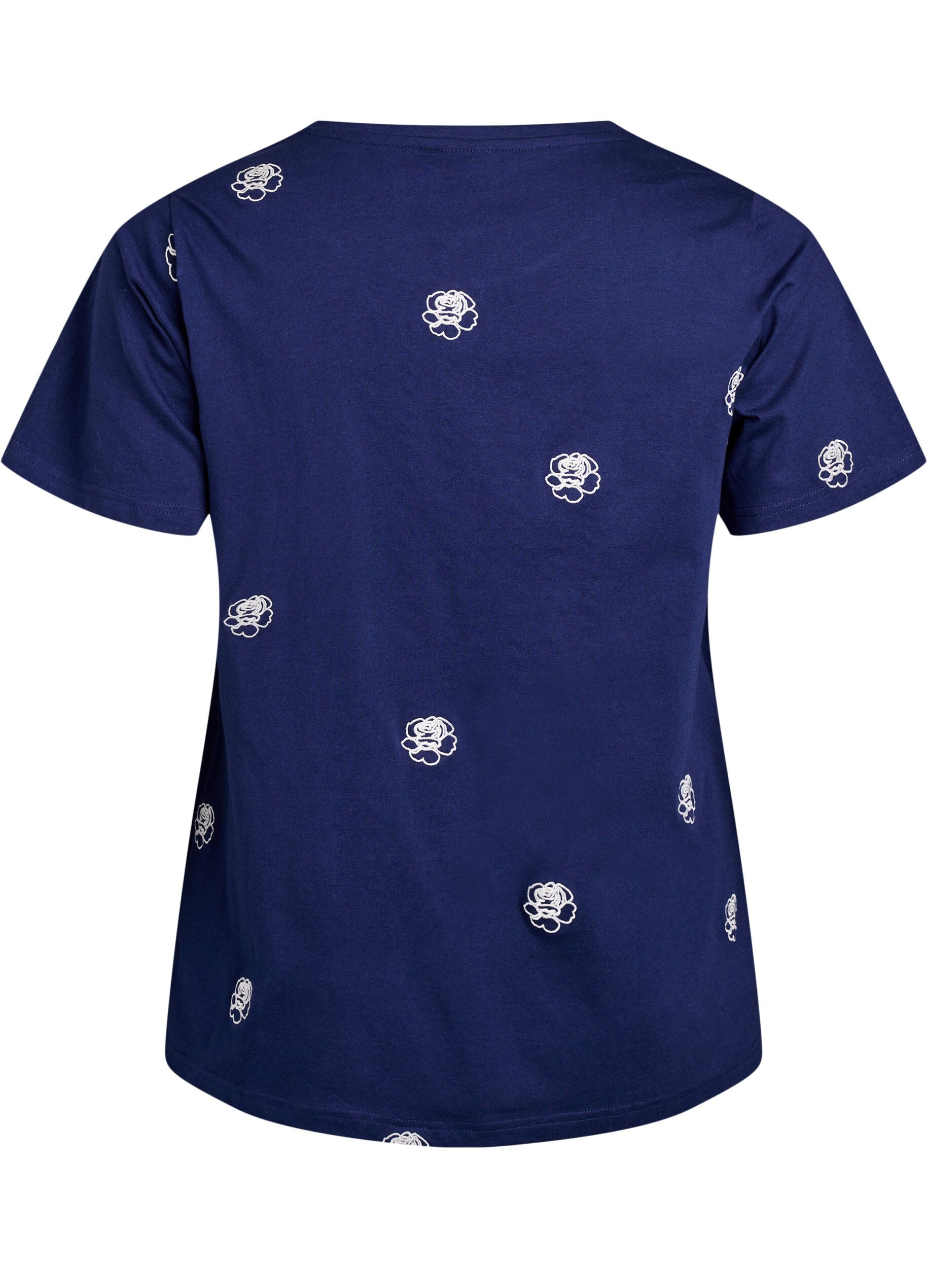 ZizziT-skjorte i &oslash;kologisk bomull med broderte motiv, Bl&aring;, Packshot image number 1
