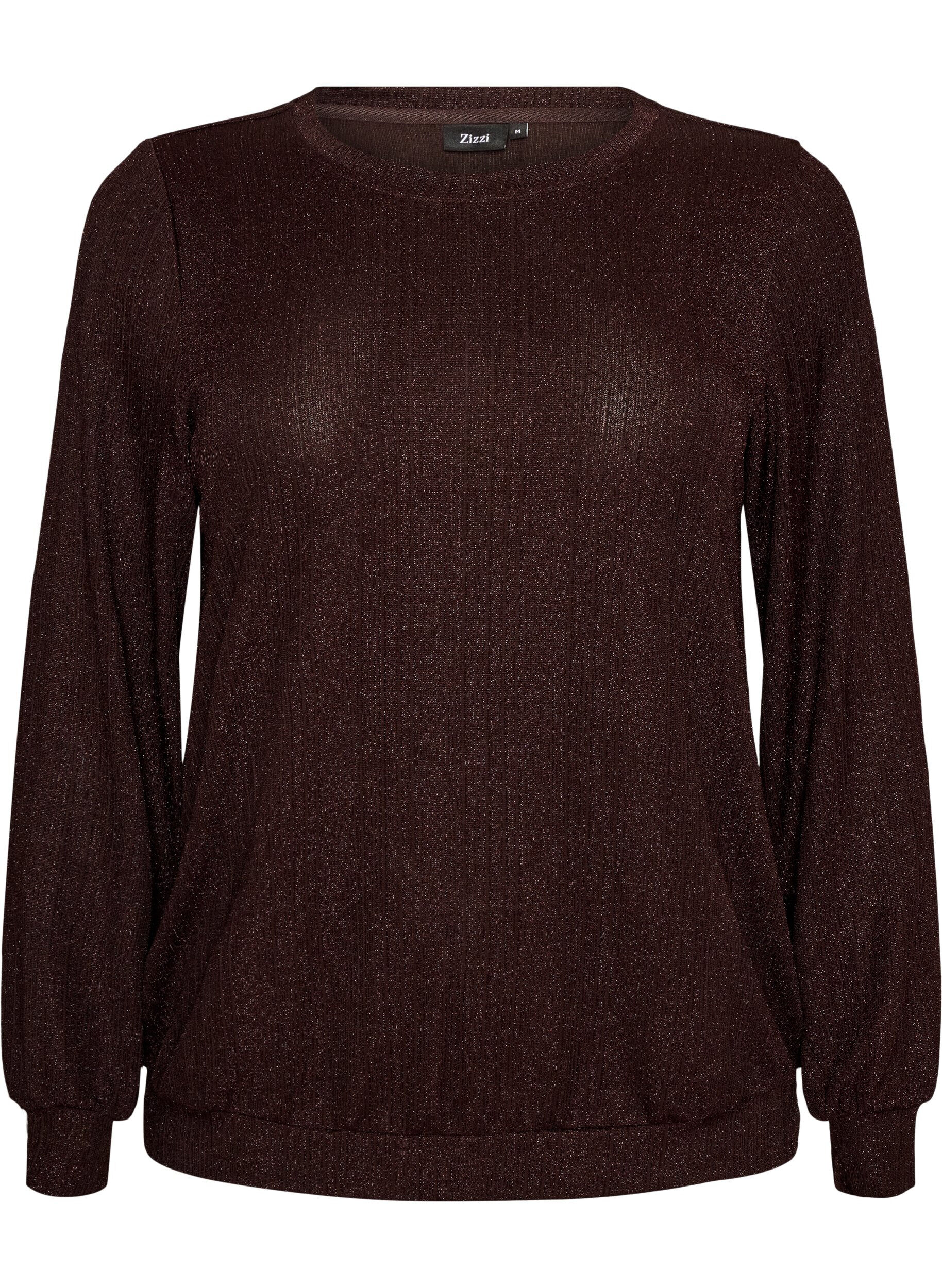 Bluse med vertikal struktur og glittertr&aring;d