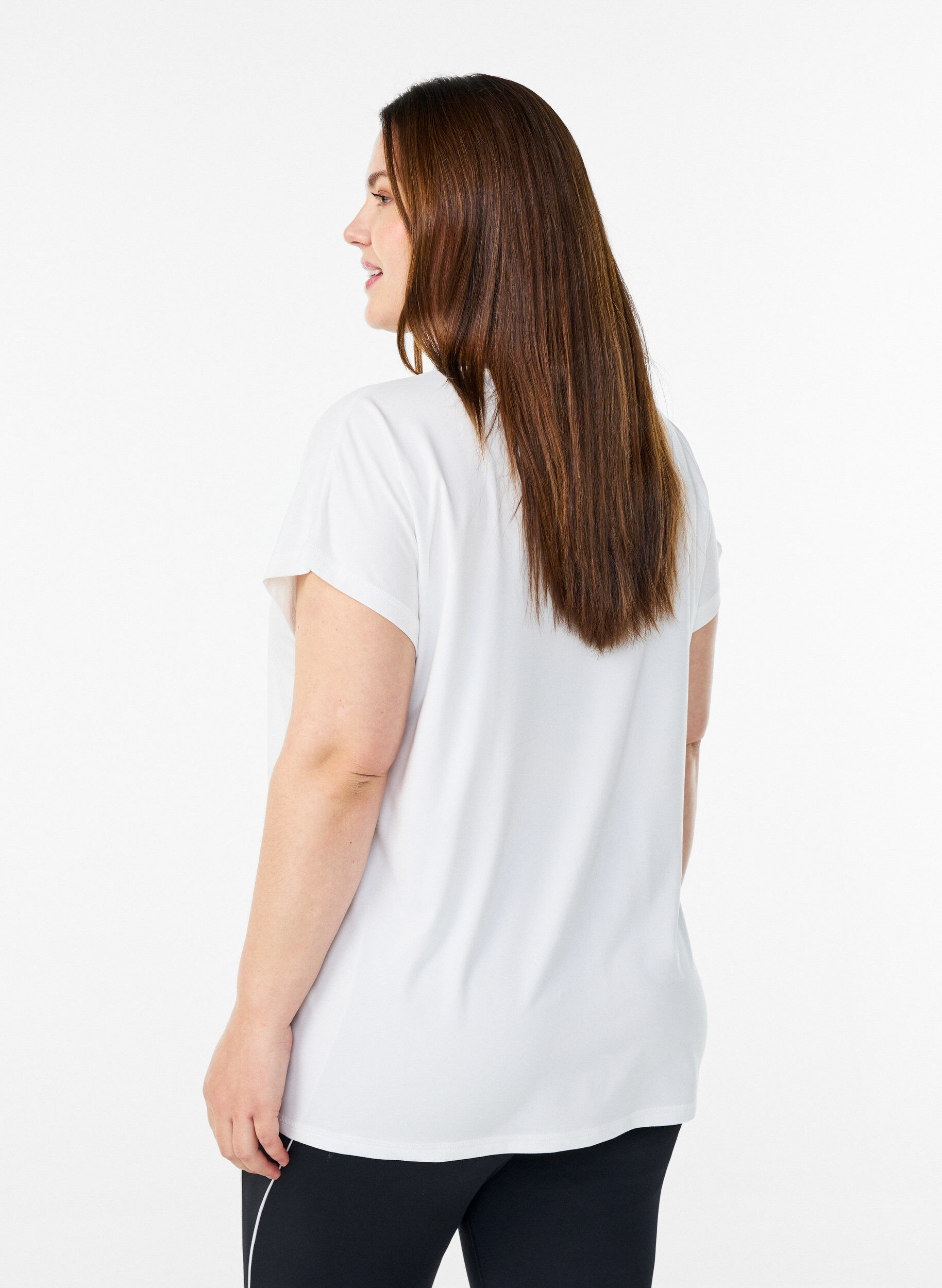 Zizzi Ensfarget trenings-T-skjorte, Hvit, Model image number 2