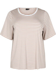 T-skjorte med TENCEL™ Lyocell og striper, Beige